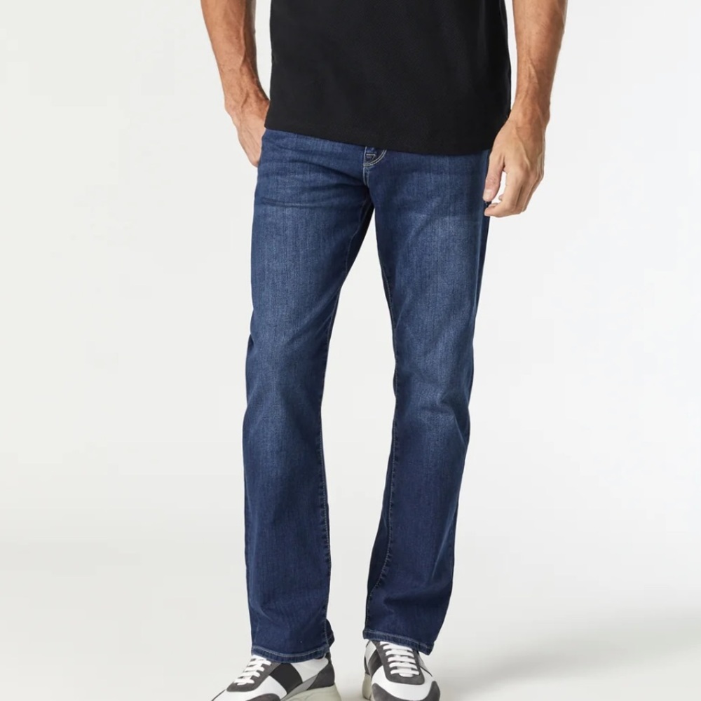 Mavi Men Sz 35x30 Matt Relaxed Straight Leg Blue Stretch Jeans